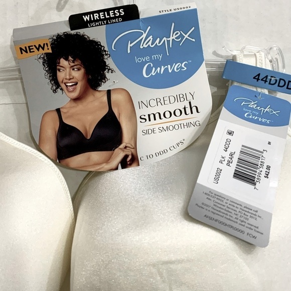 Playtex Bra Love My Curves Side Smoothing Wirefree Tru Support 44DDD Ivory Pearl - Picture 8 of 12